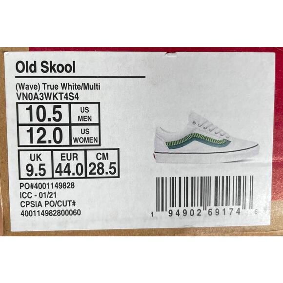NWT Vans Old Skool Sneaker Wave True White Multi Size M10.5 W12.0 VN0A3WKT4S4 - Picture 7 of 7